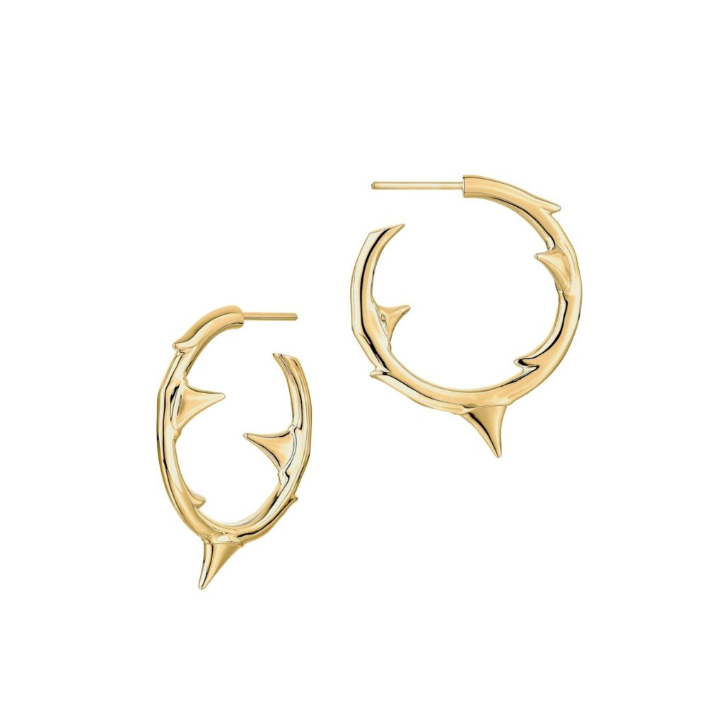 925 Sterling Silver Rose Thorn Medium Hoop Earrings