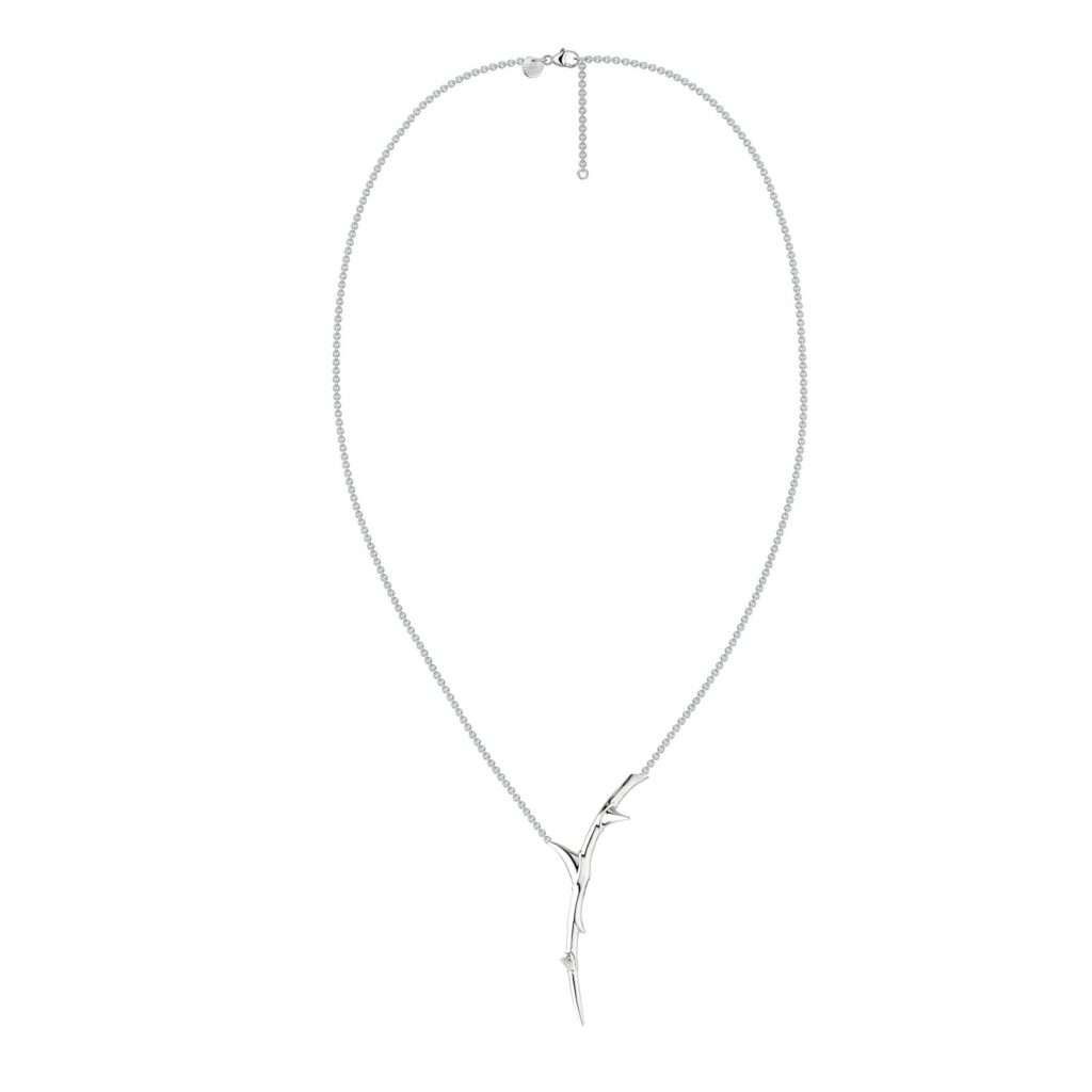 925 Sterling Silver Rose Thorn Single Drop Pendant