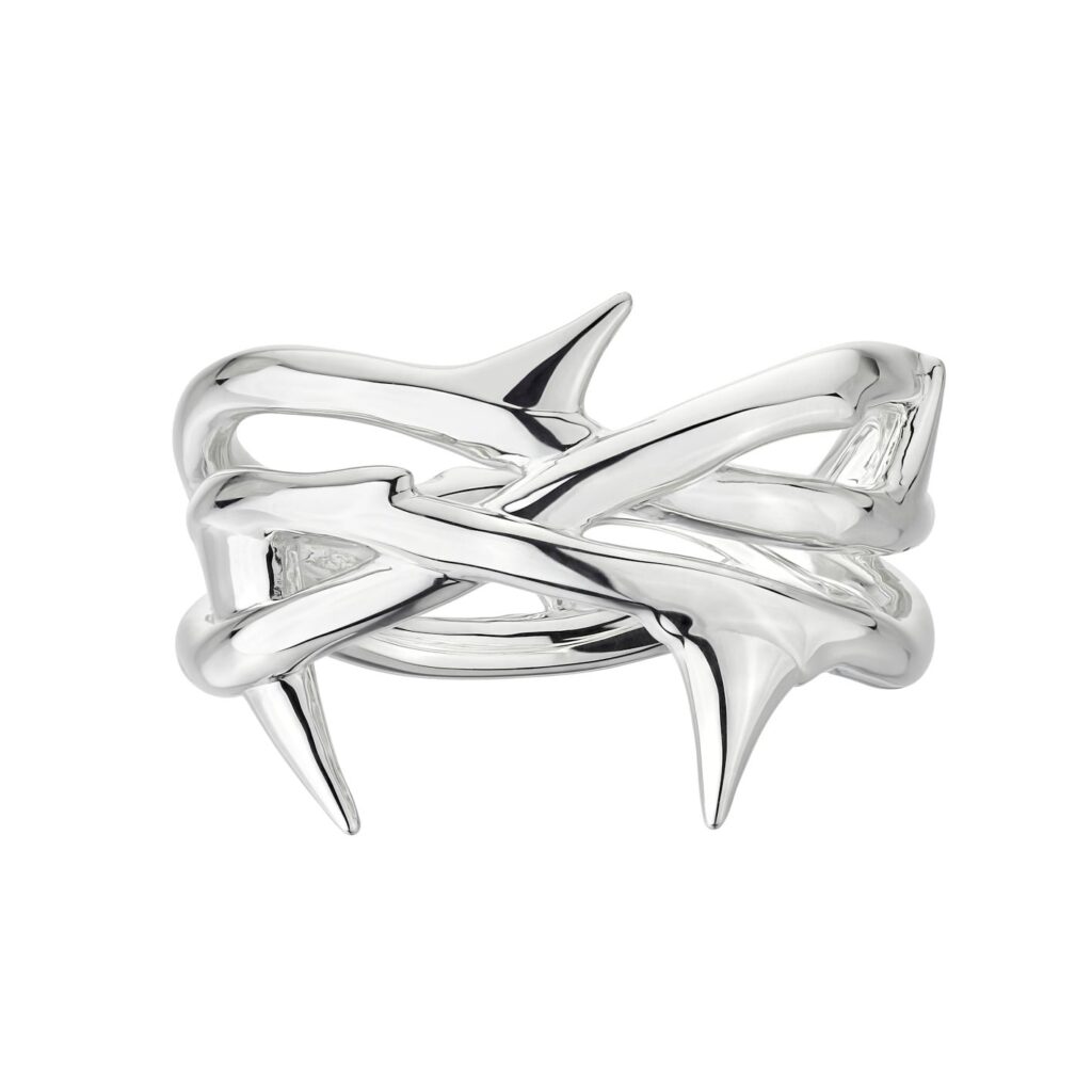 925 Sterling Silver Rose Thorn Triple Band Ring