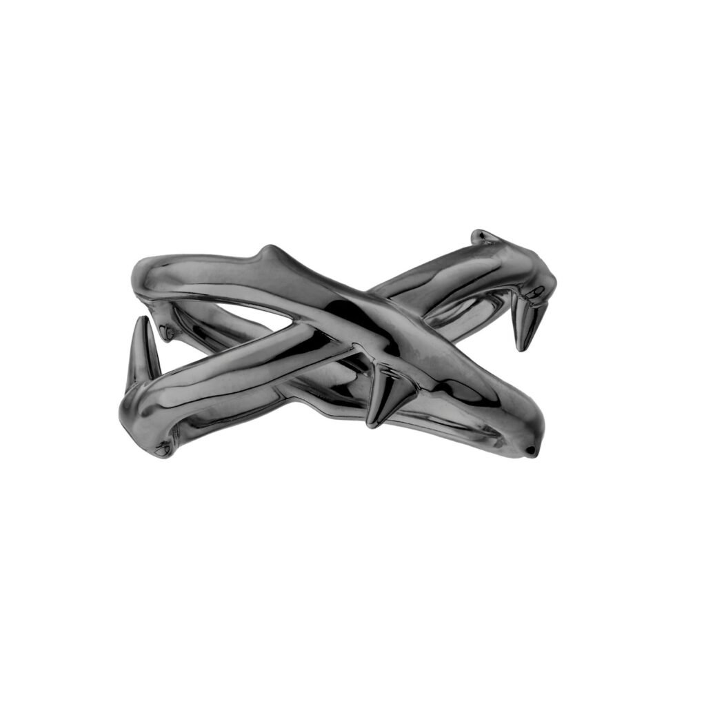 925 Sterling Silver Rose Thorn Wide Band Ring