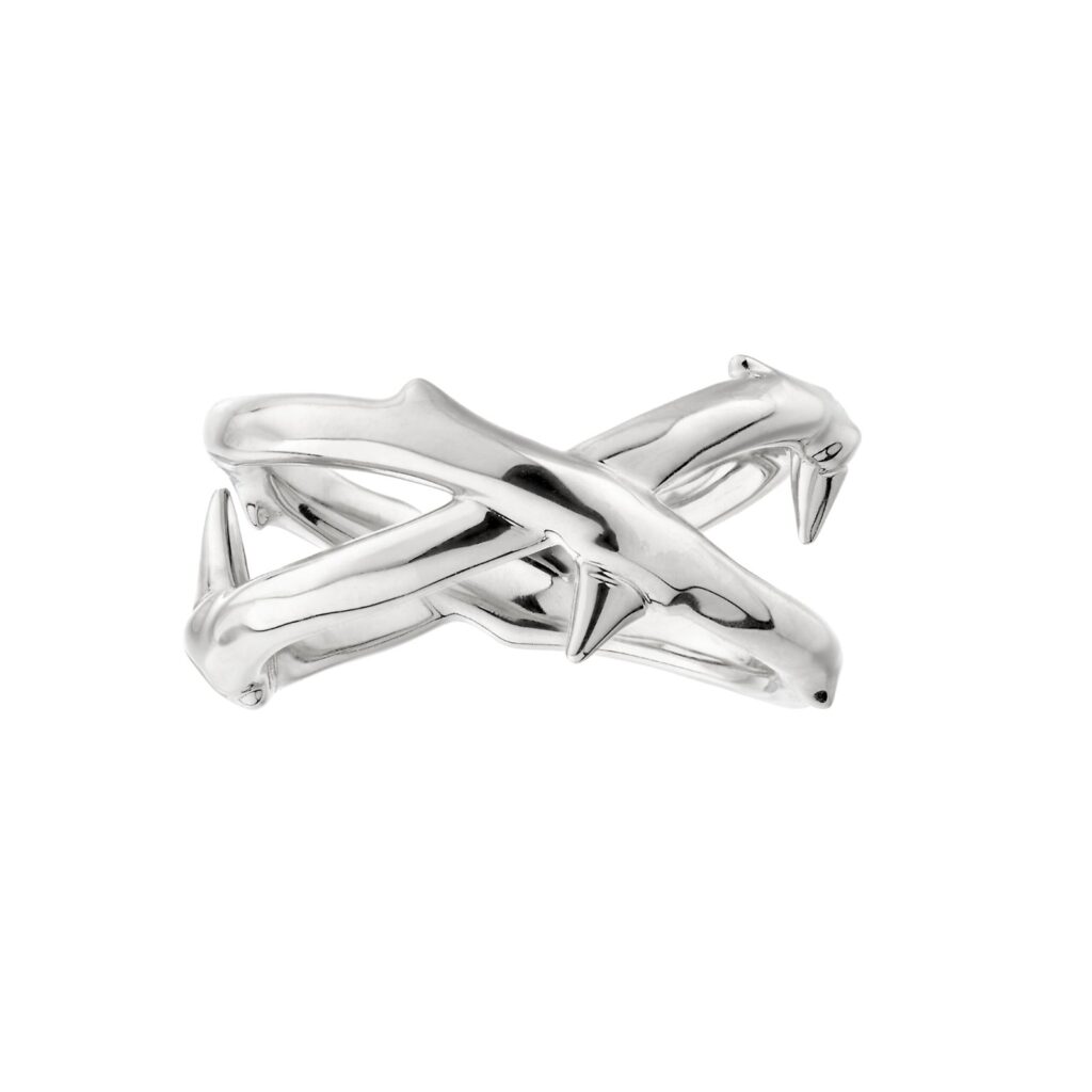 925 Sterling Silver Rose Thorn Wide Band Ring