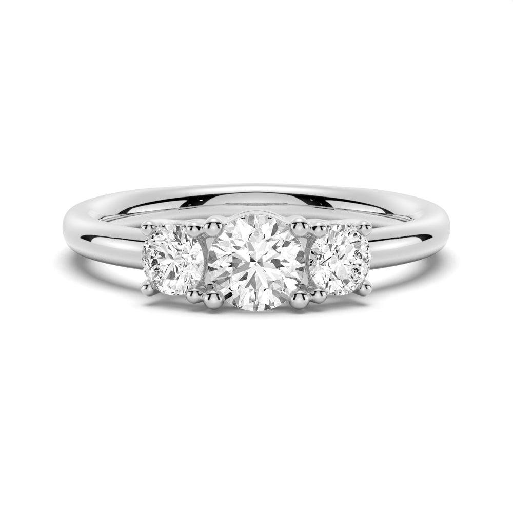 925 Sterling Silver Round 3 Stone Shared Prong Diamond Anniversary Band