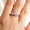 Simple three-stone band with graceful, balanced appearance