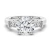 925 Sterling Silver Round Brilliant Solitaire Diamond Engagement Ring Accents