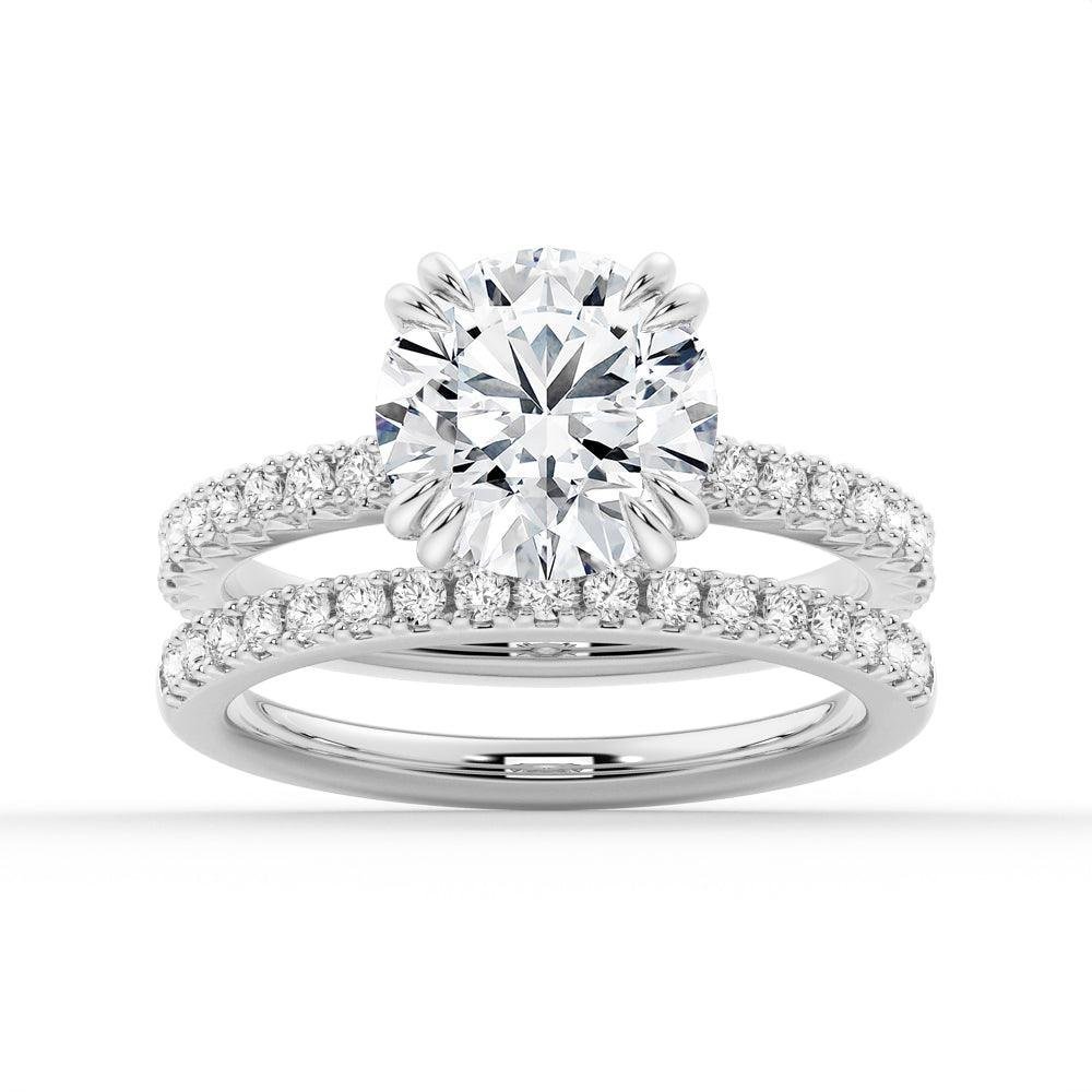 925 Sterling Silver Round Cut Diamond Bridal Set