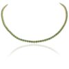 925 Sterling Silver Round Cut Emerald Tennis Diamond Necklace
