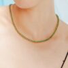 925 Sterling Silver Round Cut Emerald Tennis Diamond Necklace - Image 2