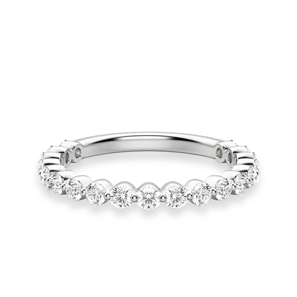 925 Sterling Silver Round Cut Shared Prong Diamond Half Eternity Band