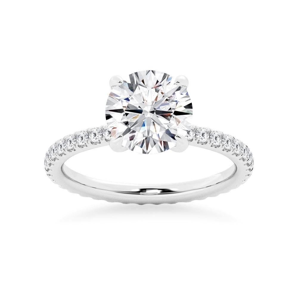 925 Sterling Silver Round Diamond Engagement Ring Eternity Pave Band