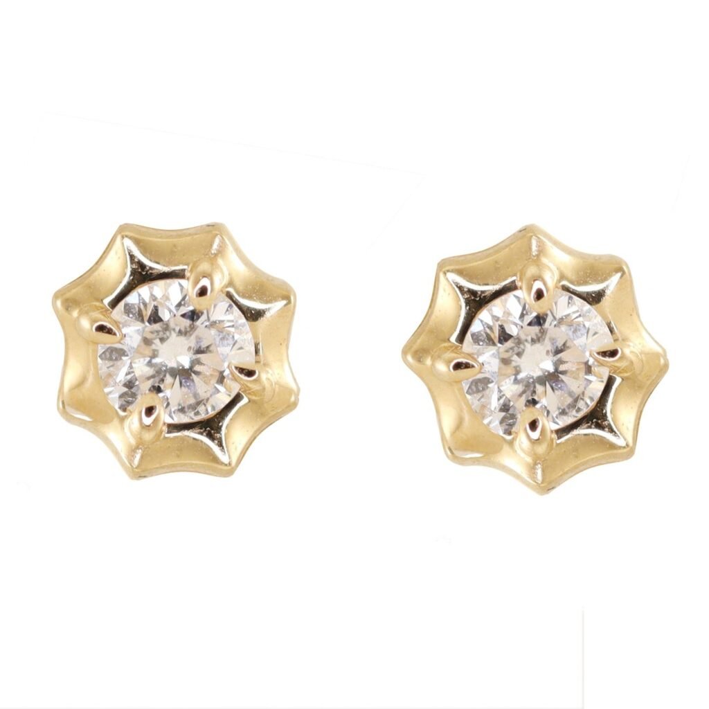 925 Sterling Silver Round Diamond Star Stud Earrings