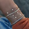 925 Sterling Silver Row of Hearts Bracelet - Image 2