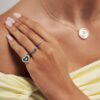 925 Sterling Silver Royal Green Love Diamond Pinky Ring - Image 4