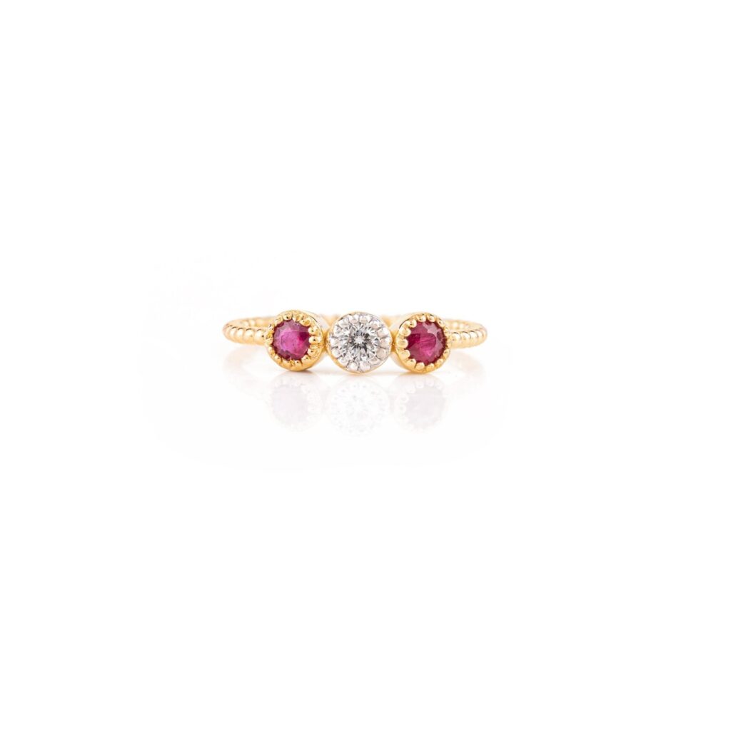 925 Sterling Silver Ruby and Diamond Statement Ring