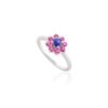 Dainty flower ring in silver with thick gold plating