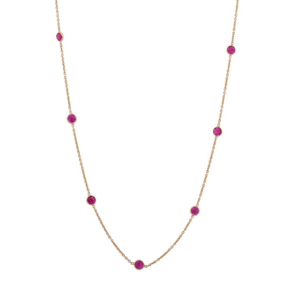 925 Sterling Silver Ruby Chain Diamond Necklace
