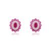 Ruby and diamond cluster stud earrings in sterling silver
