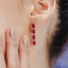 925 Sterling Silver Ruby Diamond Dangle Earrings - Image 2