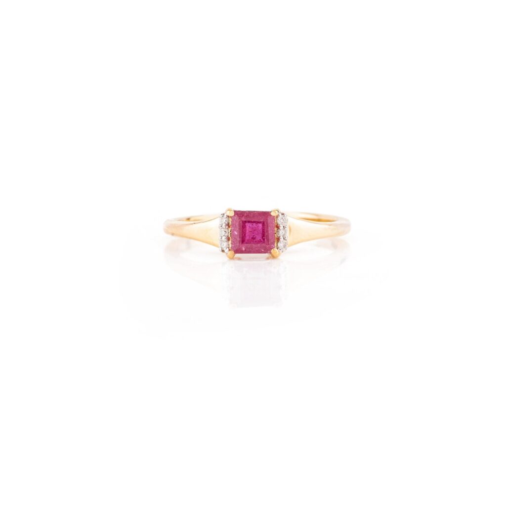 925 Sterling Silver Ruby Diamond Engagement Ring