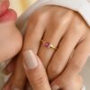 925 Sterling Silver Ruby Diamond Engagement Ring - Image 6
