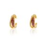 925 Sterling Silver Ruby Diamond Hoop Earrings