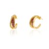 925 Sterling Silver Ruby Diamond Hoop Earrings - Image 3