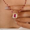 925 Sterling Silver Ruby Diamond Necklace - Image 2