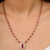 925 Sterling Silver Ruby Diamond Necklace - Image 6
