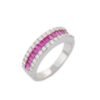 Gold-plated ring featuring 17 ruby stones and 17 diamonds