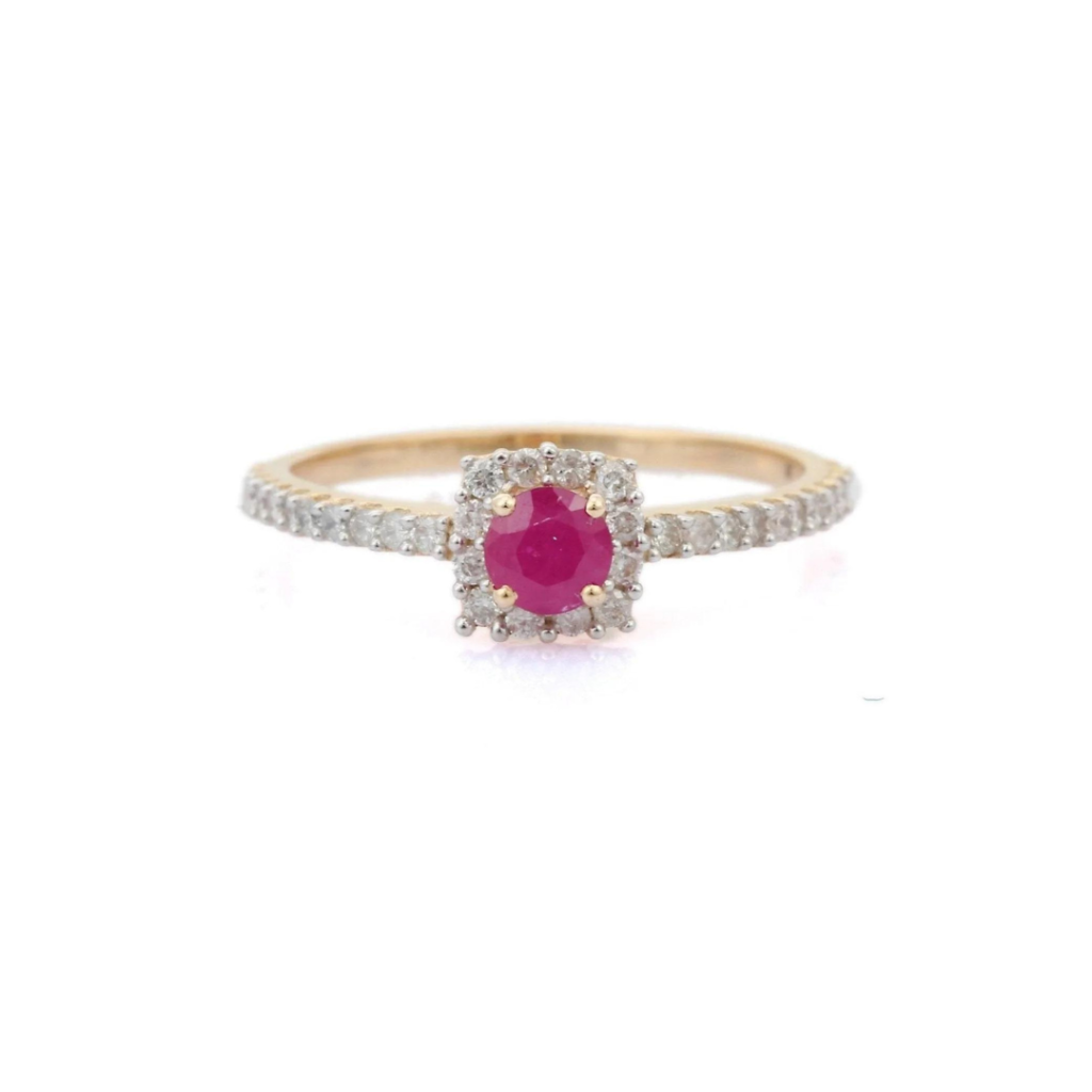 925 Sterling Silver Ruby Diamond Ring