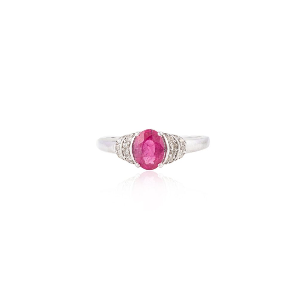 925 Sterling Silver Ruby Diamond Statement Ring