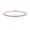 925 Sterling Silver Ruby Diamond Tennis Bracelet