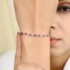925 Sterling Silver Ruby Diamond Tennis Bracelet - Image 2