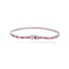 925 Sterling Silver Ruby Diamond Tennis Bracelet - Image 5