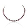 925 Sterling Silver Ruby Diamond Tennis Necklace