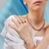 925 Sterling Silver Ruby Diamond Tennis Necklace - Image 3