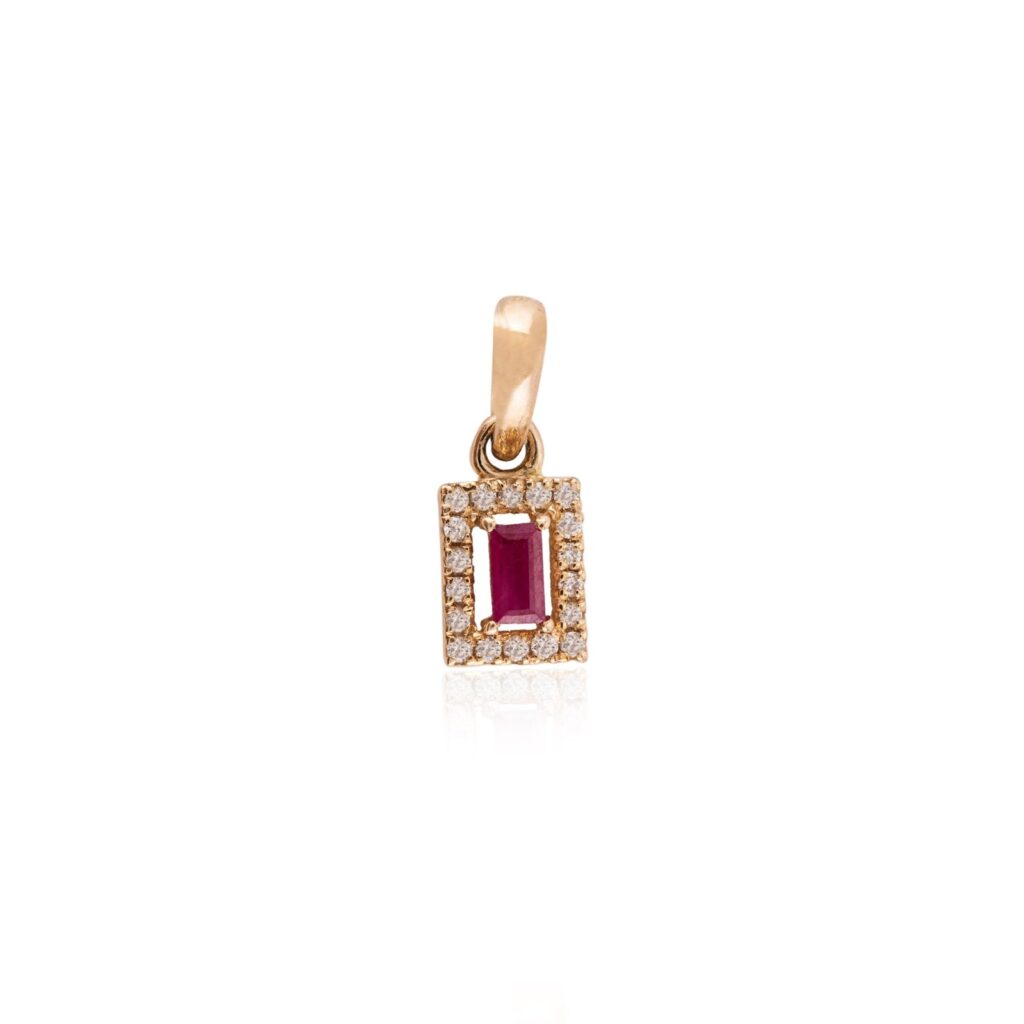 925 Sterling Silver Ruby Halo Diamond Pendant