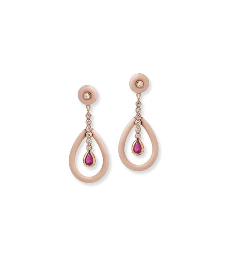 925 Sterling Silver Ruby Nude Diamond Earrings