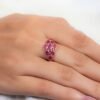 Ruby ring featuring premium CZ stones in a pave setting