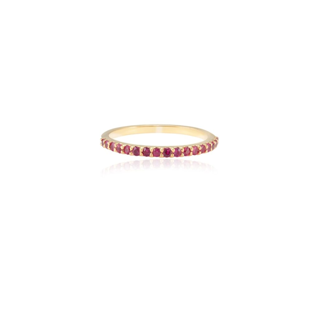 925 Sterling Silver Ruby Stackable Half Eternity Band