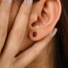 925 Sterling Silver Ruby Stud Earrings - Image 2