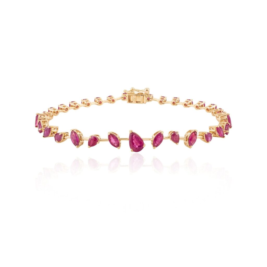 925 Sterling Silver Ruby Unique Bracelet