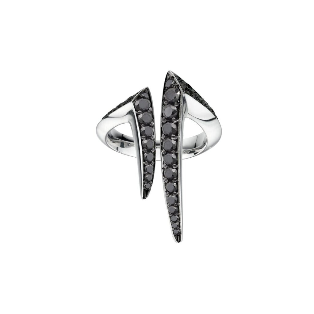 925 Sterling Silver Sabre Aerial Split Ring and Black Diamond