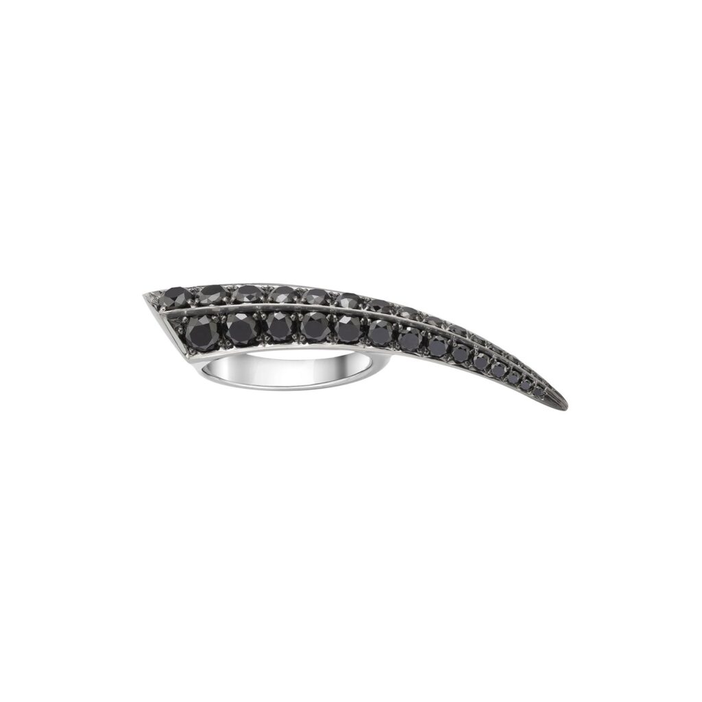 925 Sterling Silver Sabre Classic Ring and Black Diamond