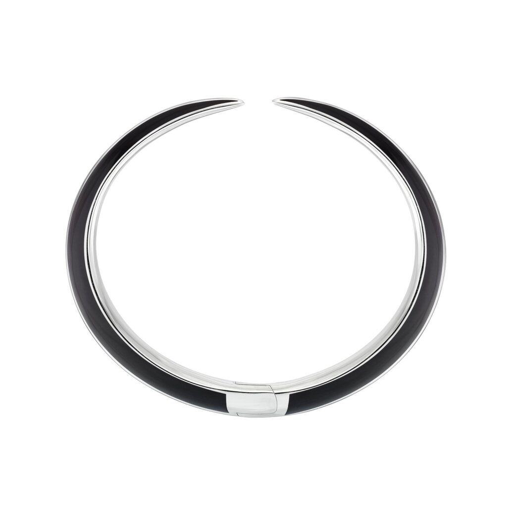 925 Sterling Silver Sabre Deco Bangle and Black Ceramic