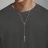 925 Sterling Silver Sabre Deco Long Drop Necklace - Image 2