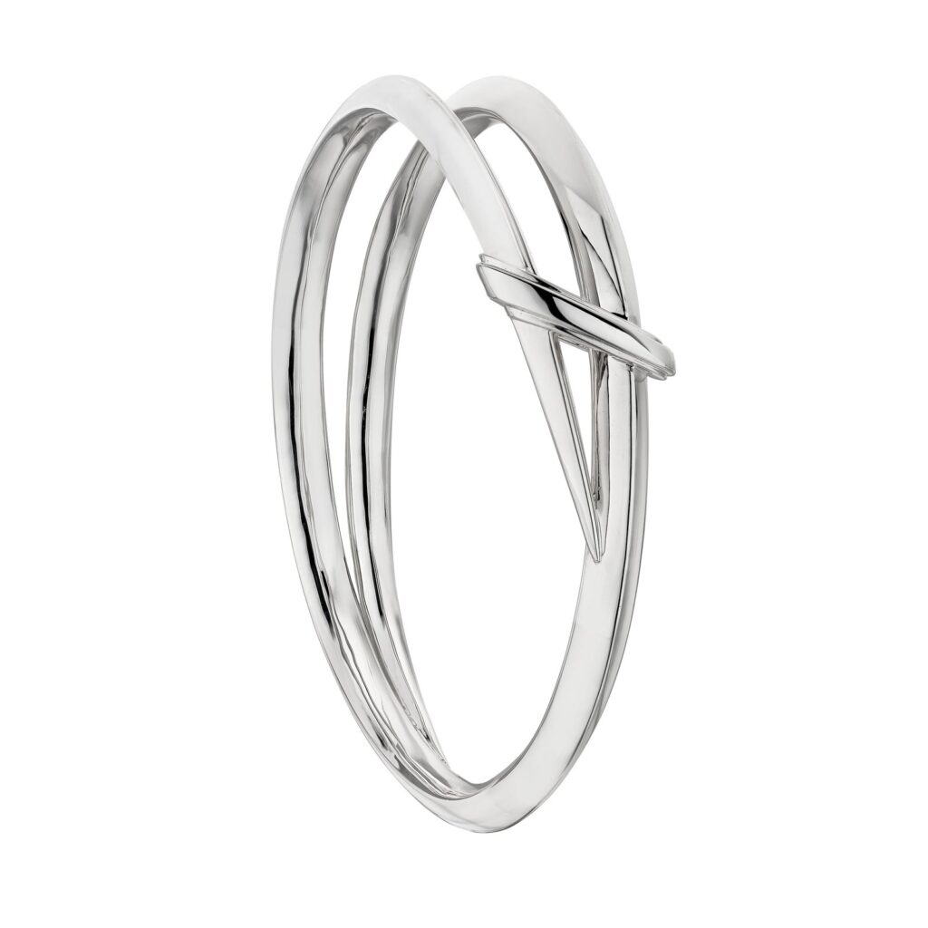 925 Sterling Silver Sabre Deco Twist Bangle