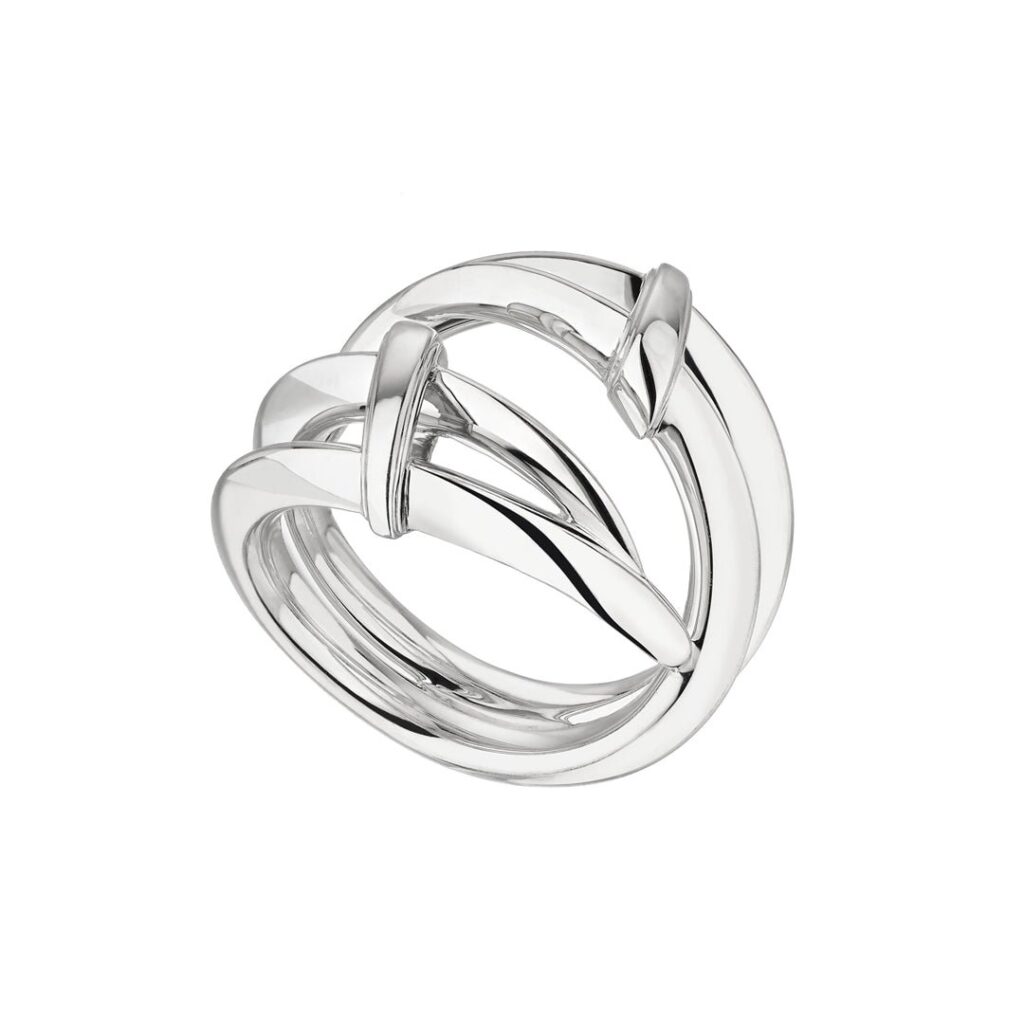 925 Sterling Silver Sabre Deco Twist Ring