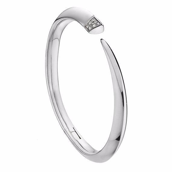 925 Sterling Silver Sabre Diamond Bangle Pave