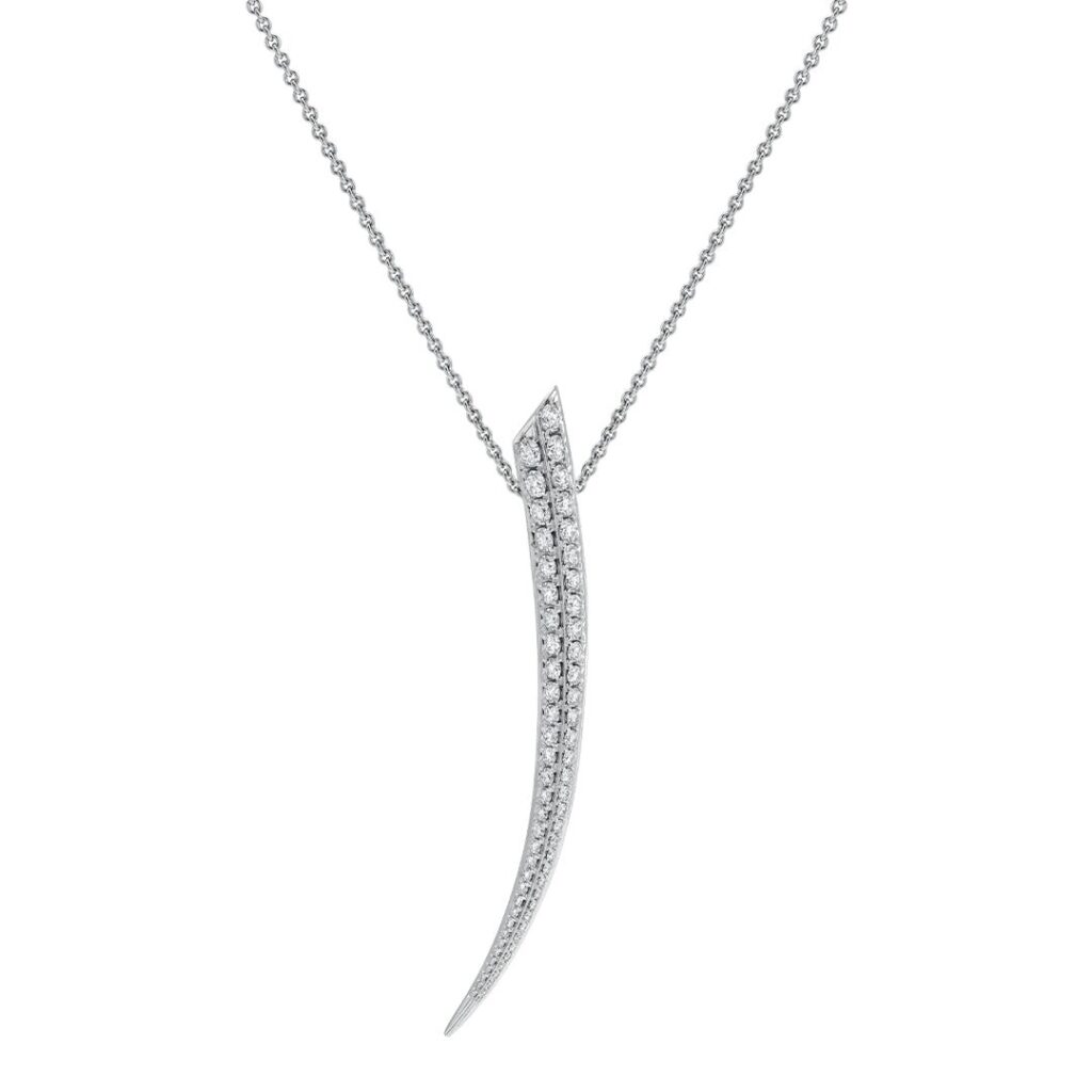 925 Sterling Silver Sabre Large Diamond Necklace