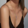 925 Sterling Silver Sabre Large Diamond Necklace - Image 2